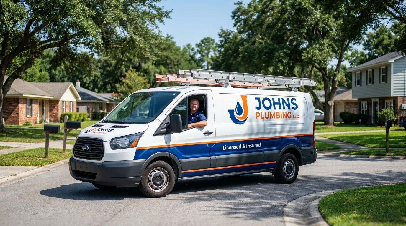 Johns Plumbing LLC service van in Mechanicsville, IA