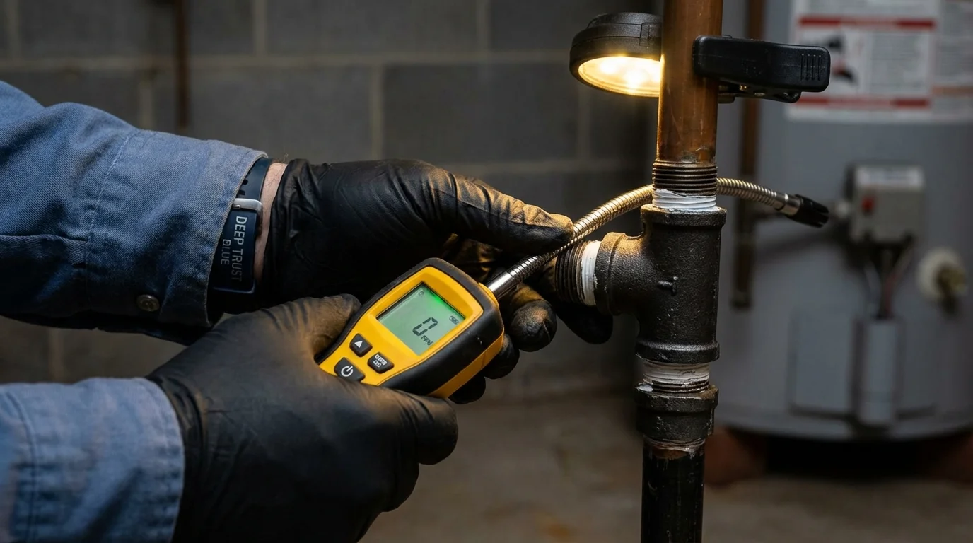 Gas leak detection with electronic sniffer by Johns Plumbing LLC in Mechanicsville